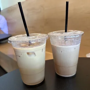 Sugarfree vanilla latte and regular mocha latte
