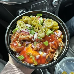 Pulled pork Mac and cheese bowl