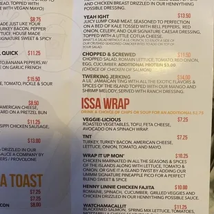 a menu for a restaurant