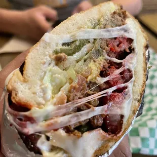 Their torta comes with avocado, jalapeños, lots of cheese