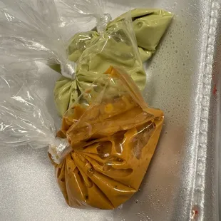 a plastic bag of food