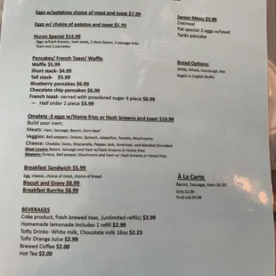 Menu as of 4/7/24