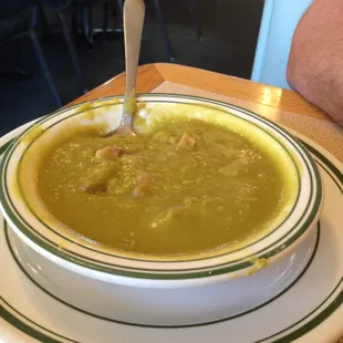This is a CUP of split pea soup, can&apos;t imagine a bowl. Wowza!