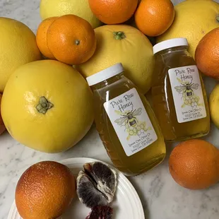 Blood oranges, grapefruits and honey.