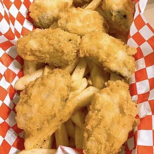 2 orders of Oysters with fries