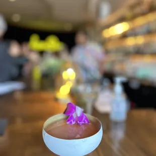 a close up of a cocktail in a glass