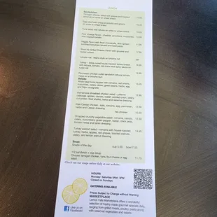 menu