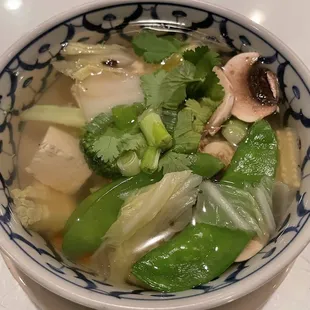 Vegetable clear soup with tofu (vegan)