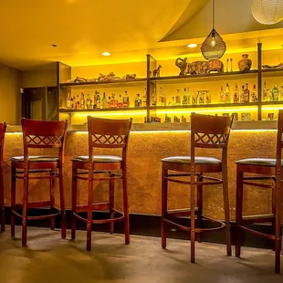 a row of bar stools