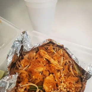 Chicken Pad Thai + Thai Tea, $18