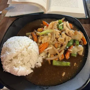Cashew Chicken hot-as hot as an uncooked carrot.