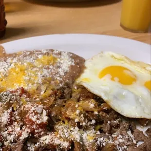 Carne asada breakfast and banana pecan pancakes