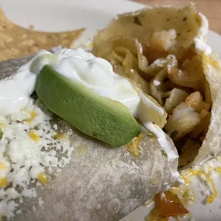 Inside shrimp burrito