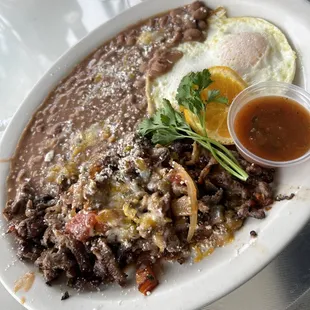 carne asada breakfast plate