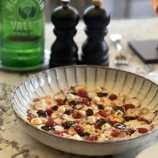 lol octopus carpaccio with gochujang sauce?!