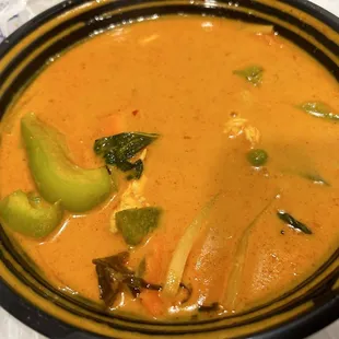 Red curry is bland and watery