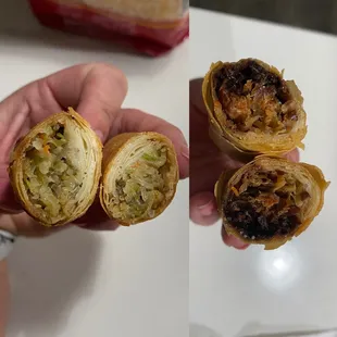 Left - egg rolls (chicken) Right - what was this?!?