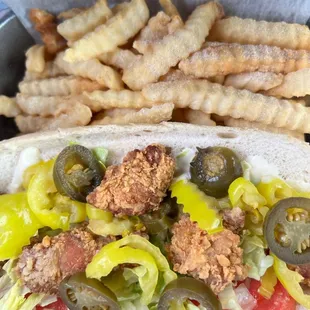 Chicken Tender Sandwich combo- hold the onion, extra peppers