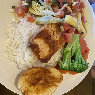 Mediterranean Salmon and rice.