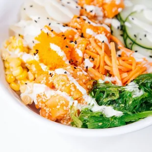 a close up of a bowl of food
