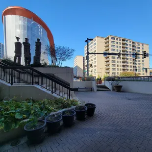 A view of the outside from the front door.