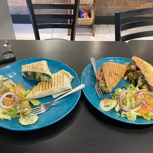 Awaze Tibs Panini and Roasted Portobello Wrap Panini
