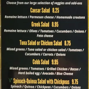 menu