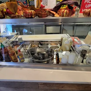 Fixings for salads and sandwiches.