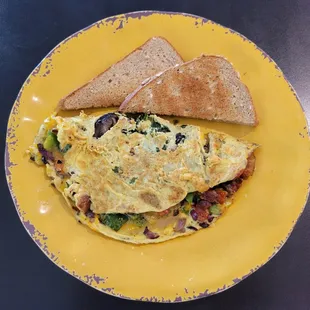 Vegetable Omelet with bacon added.