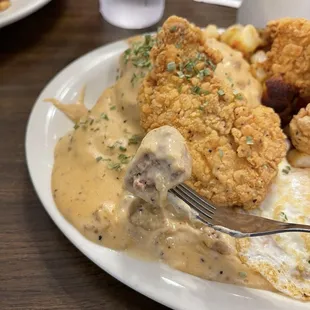 Chuck of sausage in the sausage gravy