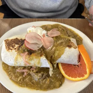 Pork chili burrito special