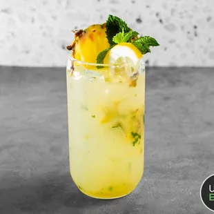 fresh pineapple mint smashed lemonade