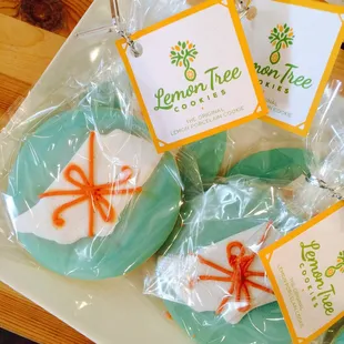 lemon tree cookies wrapped in plastic wrap