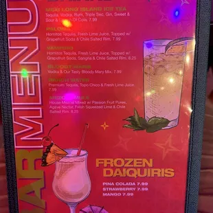 Drink menu