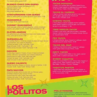 a menu for a mexican restaurant