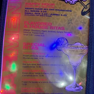 Drink menu