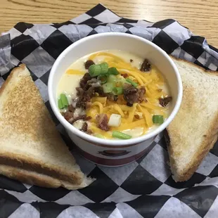 Potato soup and bacon grilled cheese- Wednesday special