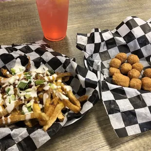 Loaded side order of fries and 10 cheese balls