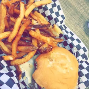 Queso burger with gluten free bun