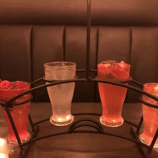 three glasses of lemonade