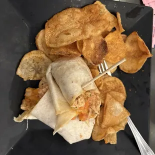 Chicken Fiesta Wrap homemade Chips