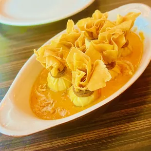 Golden Pouch - rice paper stuffed with mashed potatoes in masaman curry sauce OMG YUM!