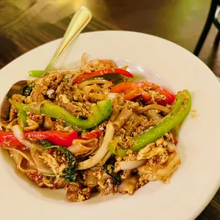 drunken noodles with combination proteins