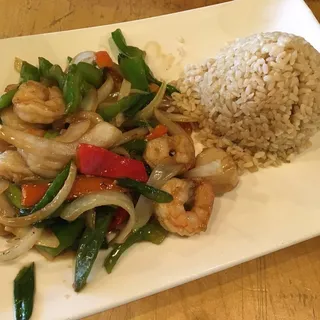 Fresh Green Chili Shrimp and Scallop Lunch