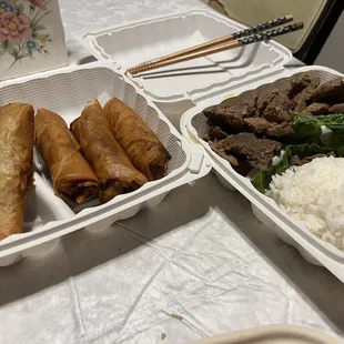 a variety of food items on a table