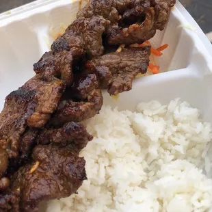 2 beef sticks, rice &amp; pickled veggie....not good