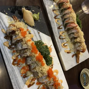 two plates of sushi