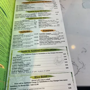 New menu