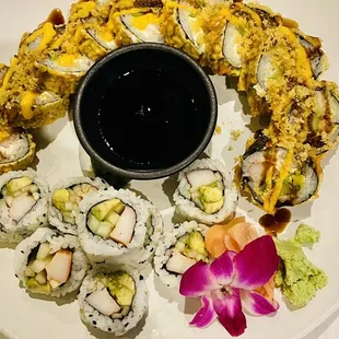 Sesame California roll and another type of roll.