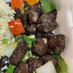 Shaking beef but looking like fried beef!!!!! Never seen something like this before and I have been a regular. So disappointed!!!